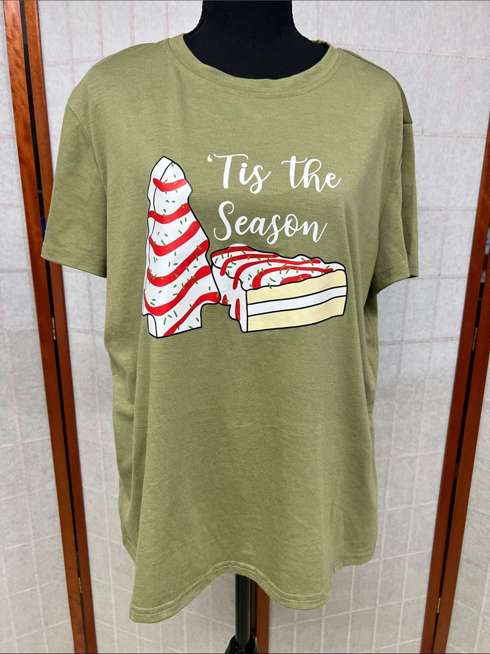 'Tis The Season Olive Green Graphic Tee
